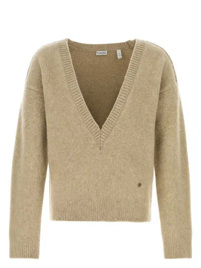 BURBERRY WOMEN'S CAPPUCCINO WOOL BLEND SWEATER