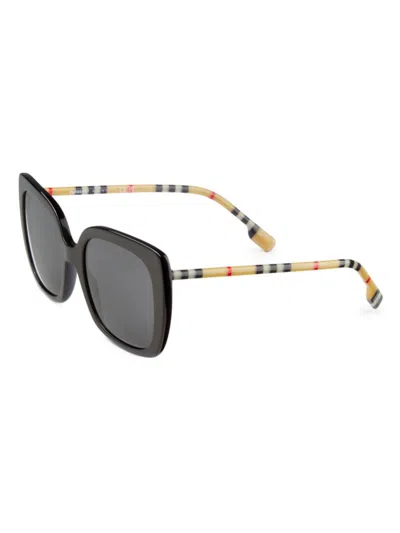 Burberry Women's Caroll Checked Square Sunglasses In Black