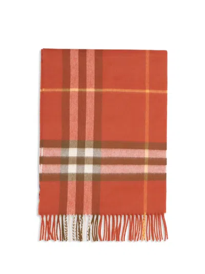 Burberry Women Cashmere Check Scarf In Orange