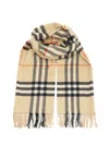 Burberry Cashmere Check Scarf Scarves And Foulards Beige In Neutral