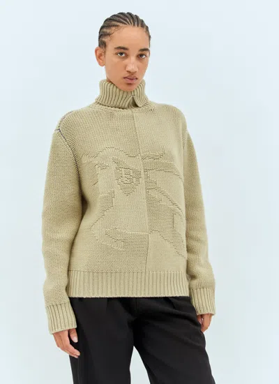 Burberry Cashmere Sweater With Ekd Knitwear Green In Brown