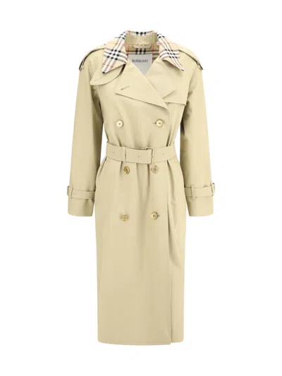 Burberry Women Castleford Trench Coat With Archive Check Collar