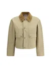 Burberry Cropped Beige Coat With Corduroy Collar In Neutral