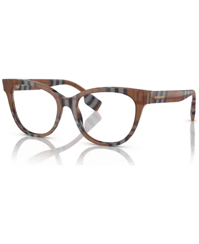 Burberry Women's Cat Eye Eyeglasses, Be2375 53 In Check Brown