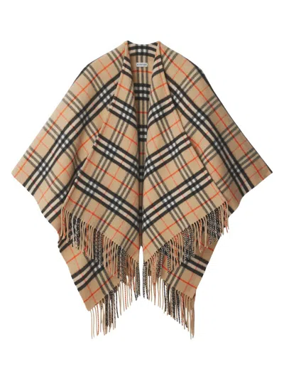 Burberry Women's Charlotte Check Wool-cashmere Cape In Sand