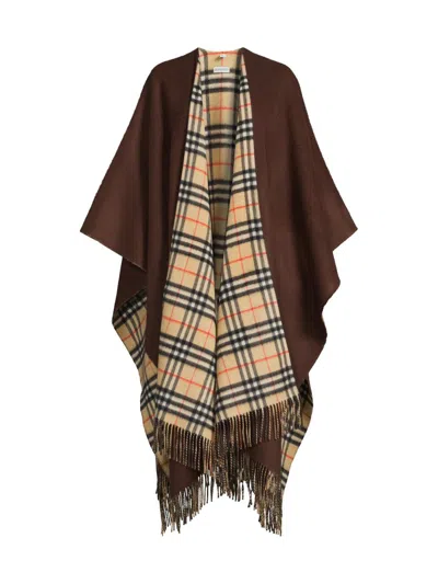 Burberry Women's Charlotte Checked Wool-cashmere Reversible Cape