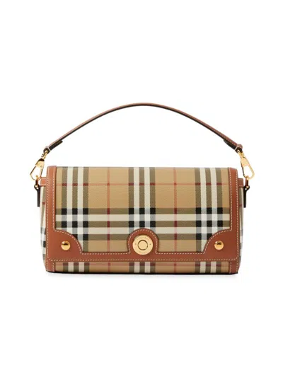 Burberry Women's Check & Leather Top Handle Note Bag In Beige