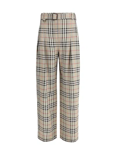 Burberry Women Check Archive Pants In White