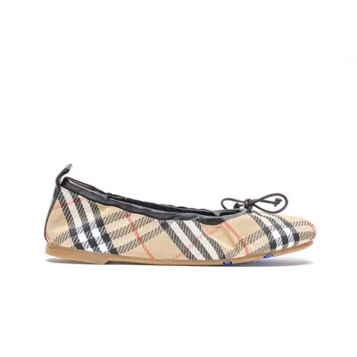 Burberry Women Check Ballets In Brown