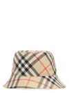 Burberry Checkered Pattern Bucket Hat With Logo Embroidery In Sand