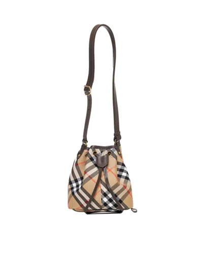 Burberry Women Check Canvas Mini Bucket Bag