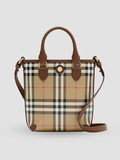 Burberry Women's Check Canvas Tote Bag In Archive Beige