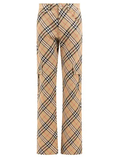 Burberry Women "check" Cargo Trousers In Multi