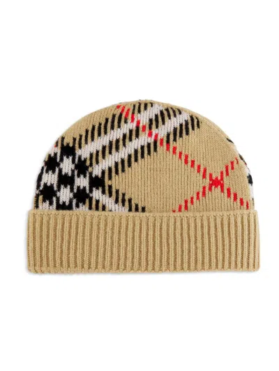 Burberry Women's Check Cashmere Knit Beanie In Neutral