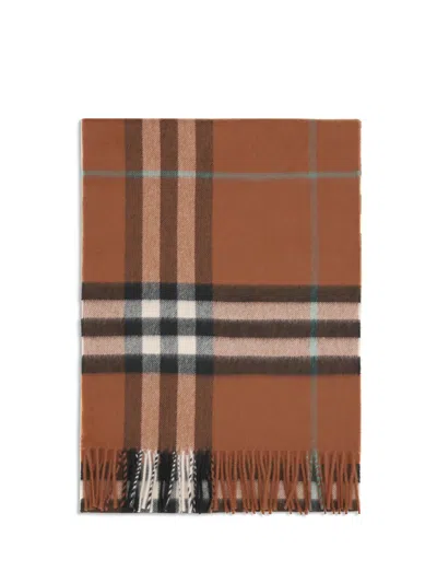 Burberry Women Check Cashmere Scarf In Brown