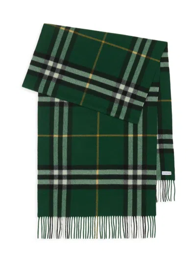 Burberry Check Cashmere Scarf In Green