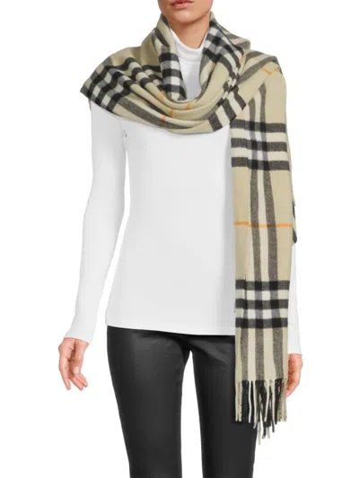 Burberry Check Cashmere Scarf In Light Sage
