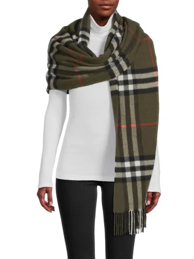 Burberry Women's Check Cashmere Scarf In Green