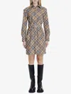 Burberry Check Wool Blend Chemisier Dress In Brown