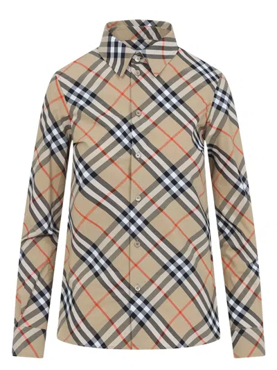 Burberry Women's Check Cotton Shirt In Sand