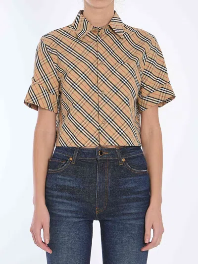 BURBERRY BURBERRY WOMEN CHECK CROPPED SHIRT
