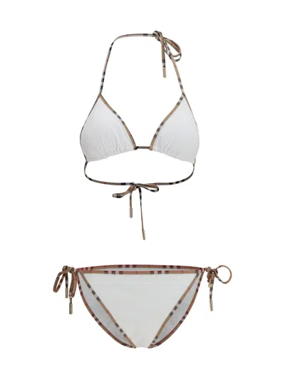 Burberry Check Detail Triangle Bikini In Animal Print