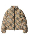 Burberry Check Ambleside High Collar Puffer Coat In Brown