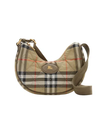 Burberry Women's Check Horseshoe Crossbody Bag In Sand
