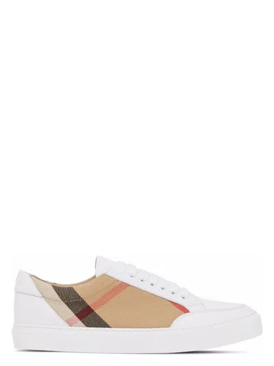 BURBERRY WOMEN'S CHECK LEATHER SNEAKERS