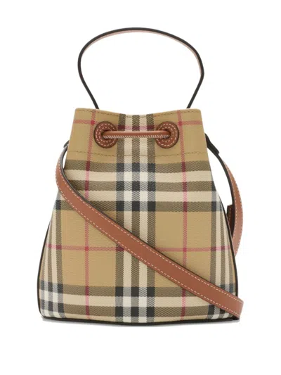 Burberry Women Check Mini Bucket Bag In Nude