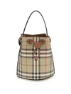 Burberry Printed Canvas Check Bucket Bag In White