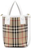 Burberry Vintage Check Mini Bucket Handbag In Beige For Women In Beige
