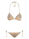 Burberry Check Motif Triangle Bikini Set In Beige