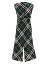 Burberry Sleeveless Nova Check Pattern Midi Dress In Green