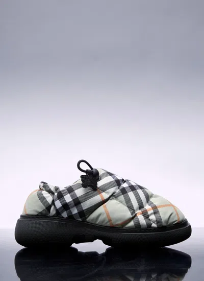 Burberry Women Check Nylon-blend Pillow Mule In White