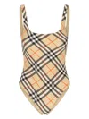 Burberry Scoop Neckline Sleeveless Checkered Beach Bodysuit In Multi