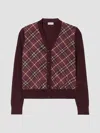 Burberry Check Panel Wool Silk Cardigan