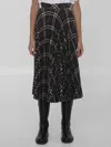 Burberry Long Multicolor Pleated Skirt With Check Motif In Wool Blend Woman