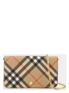 Burberry 'halton' Checkered Cotton Blend Wallet In Beige