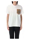 Burberry Women White Jersey Checked Twill-trimmed Cotton-jersey T-shirt Tee Shirt In White