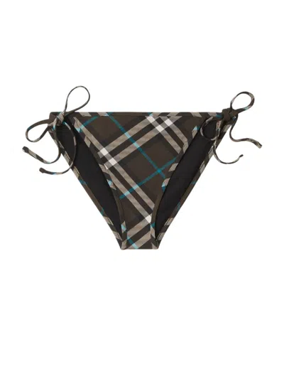 Burberry Women's Check Side-tie Bikini Bottom In Snug Check