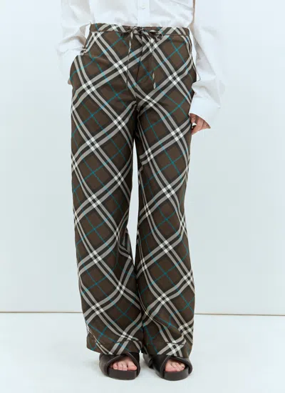BURBERRY BURBERRY WOMEN CHECK SILK PANTS
