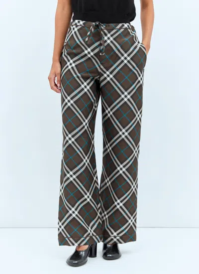 BURBERRY BURBERRY WOMEN CHECK SILK PANTS