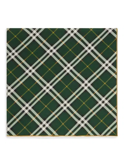 Burberry Women's Check Silk Scarf In Green