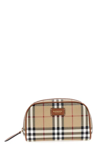 Burberry Women 'check' Small Beauty Case In Beige