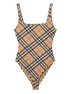 Burberry Scoop Neckline Sleeveless Checkered Beach Bodysuit In Multi