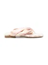 Burberry Check Print Leather Thong Sandals In White
