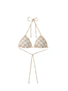 Burberry Check Triangle Bikini Top In Flax Check