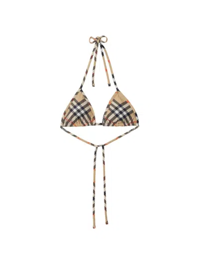 Burberry Vintage Check Triangle Bikini In Nude & Neutrals