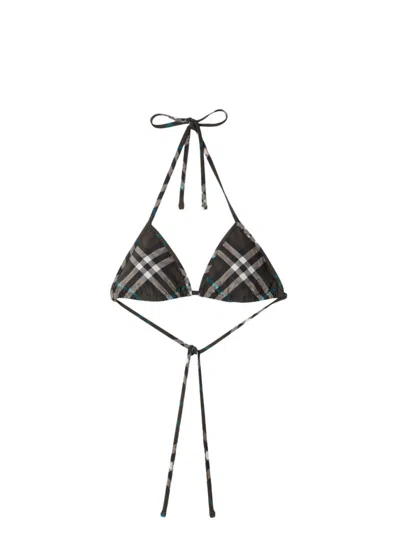 Burberry Checkered Design Triangle Bikini Top In Green